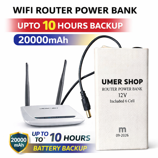 WiFi Router Power Bank 20000mAh – 12V Backup Device | Up to 10 Hours Battery Backup
